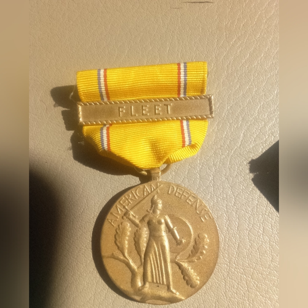 Yellow and Gold American Defense Medal